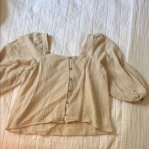 Copper Key Cream Square Neck Blouse - 100% Cotton